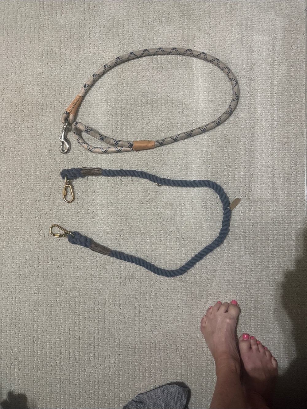 Heavy duty dog leashes.  The blue one is Found brand.